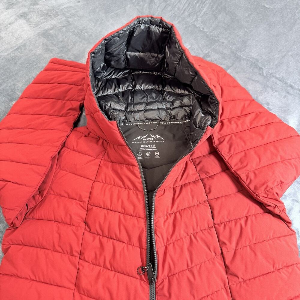 Women's Sz 2XL HFX Performance Hooded Puffer Coat Parka Red Quilted Gorpcore - Picture 8 of 14